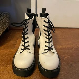 White Combat Boots